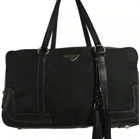 Prada canvas/leather black  satchel handbag - Picture 1 of 11